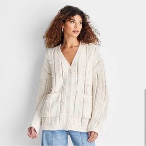 NWOT Future Collective Oversized Pearl Cardigan